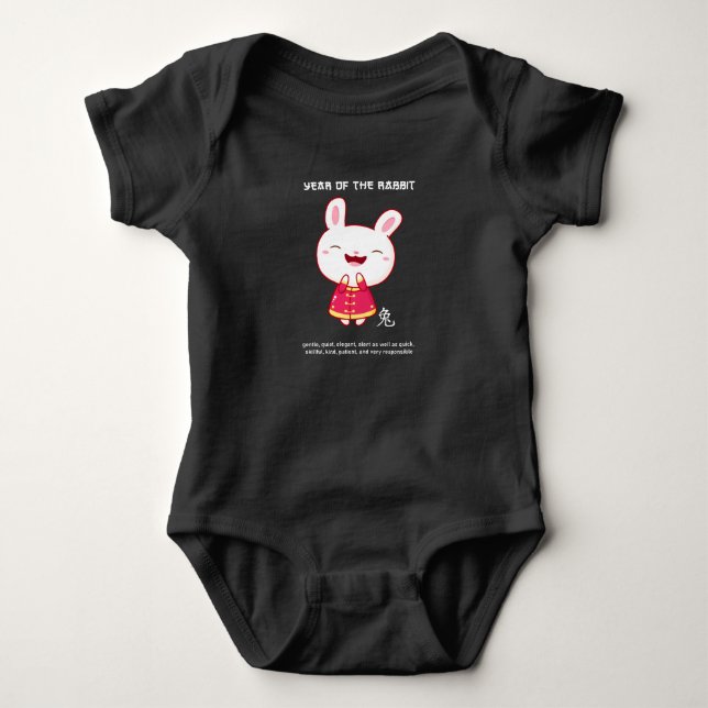 Kawaii Chinese New Year Zodiac Animals Baby Bodysuit (Front)