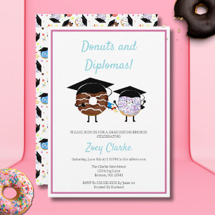 Kawaii Chocolate And Vanilla Donuts and Diplomas Invitation
