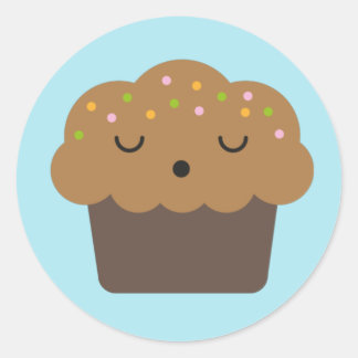 Kawaii Chocolate Cupcake Classic Round Sticker