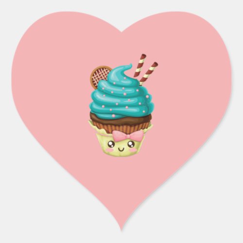 Kawaii Chocolate Cute Muffin T_Shirt Heart Sticker