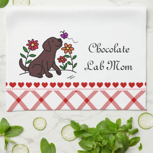 Kawaii Chocolate Labrador Cartoon Kitchen Towel 