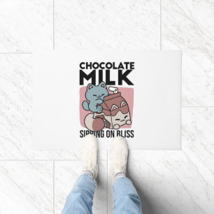 Kawaii Chocolate Milk Cat – Cozy Drink & Cuteness  Doormat