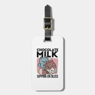 Kawaii Chocolate Milk Cat – Cozy Drink & Cuteness Luggage Tag
