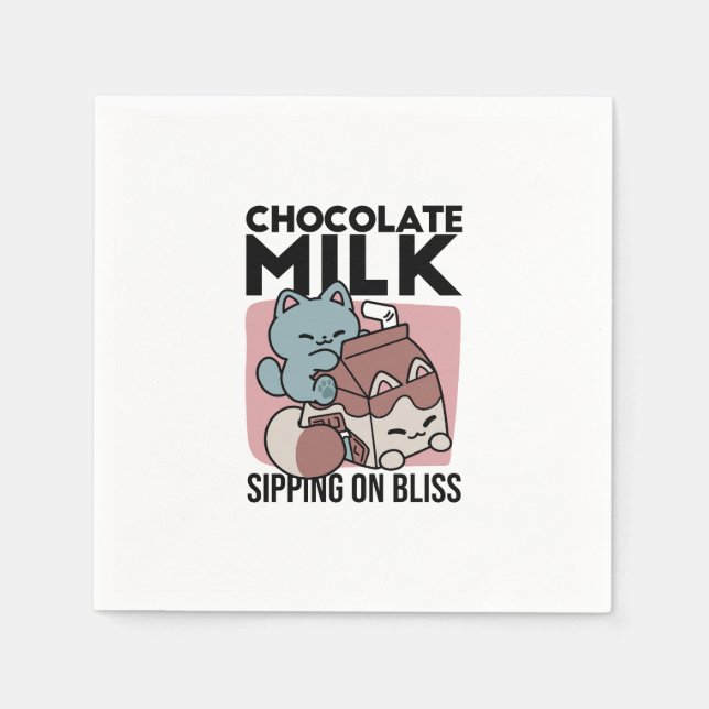 Kawaii Chocolate Milk Cat – Cozy Drink & Cuteness  Napkins (Front)