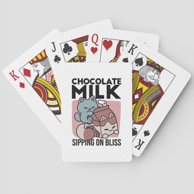 Kawaii Chocolate Milk Cat – Cozy Drink & Cuteness  Poker Cards (Back)
