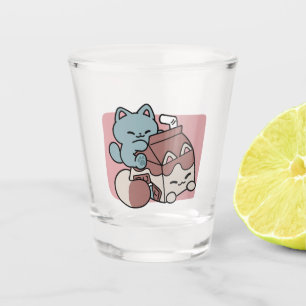 Kawaii Chocolate Milk Cat – Cozy Drink & Cuteness Shot Glass