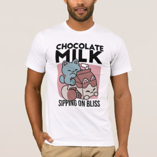 Kawaii Chocolate Milk Cat – Cozy Drink & Cuteness  T-Shirt