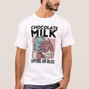 Kawaii Chocolate Milk Cat – Cozy Drink & Cuteness  T-Shirt