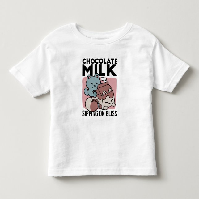 Kawaii Chocolate Milk Cat – Cozy Drink & Cuteness  Toddler T-shirt (Front)