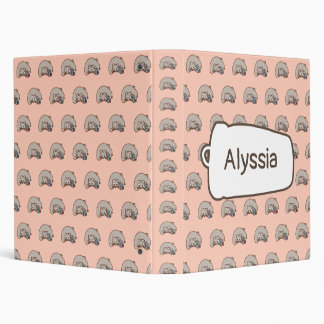 Kawaii Chonky Raccoon Pattern with Your Name 3 Ring Binder
