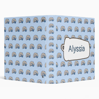 Kawaii Chonky Raccoon Pattern with Your Name 3 Ring Binder