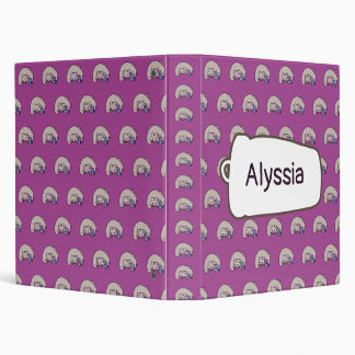Kawaii Chonky Raccoon Pattern with Your Name 3 Ring Binder