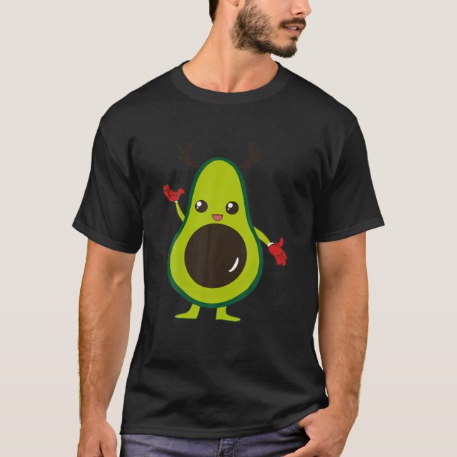 Kawaii Christmas Avacado Reindeer Kawaii Xmas Paja T-Shirt (Front)