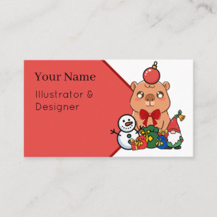 Kawaii Christmas Capybara - Festive Gifts and Gnom Business Card