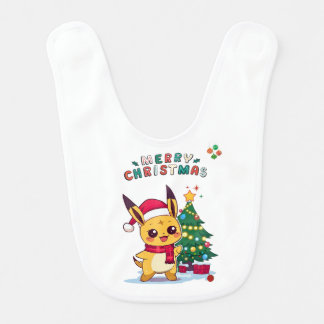 Kawaii Christmas Character |Holiday Art for Anime Baby Bib