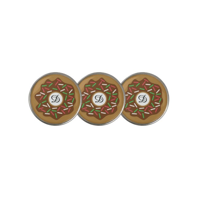 Kawaii Christmas Donut Red Green Sprinkles Iced Golf Ball Marker (3 Up)