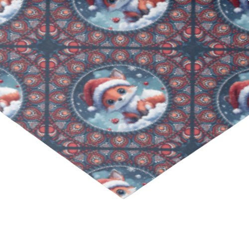Kawaii Christmas Fox Dot Mandala Diamond TIle Tissue Paper