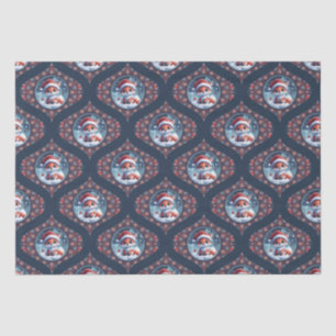 Kawaii Christmas Fox Dot Mandala Ogee Damask Tissue Paper