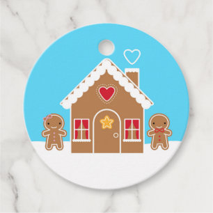 Kawaii Christmas Gingerbread House Favor Tags