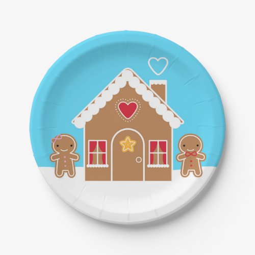 Kawaii Christmas Gingerbread House Paper Plates