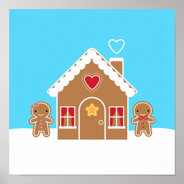 Kawaii Christmas Gingerbread House Poster (Front)