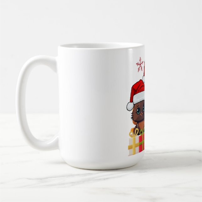 Kawaii Christmas kitten in Santa Hats T-Shirt Coffee Mug (Left)