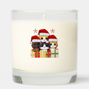 Kawaii Christmas kitten in Santa Hats T-Shirt Scented Candle