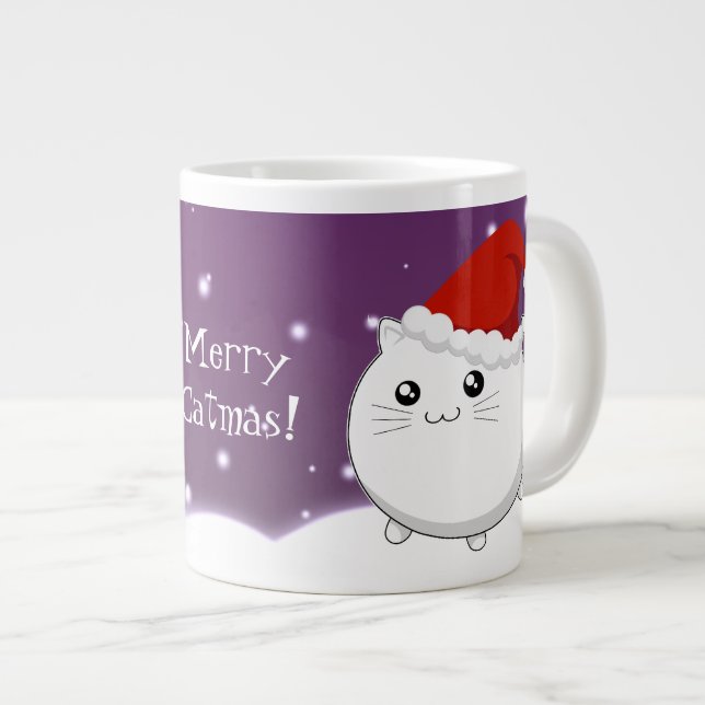 Kawaii christmas kitty cat giant coffee mug (Front Right)