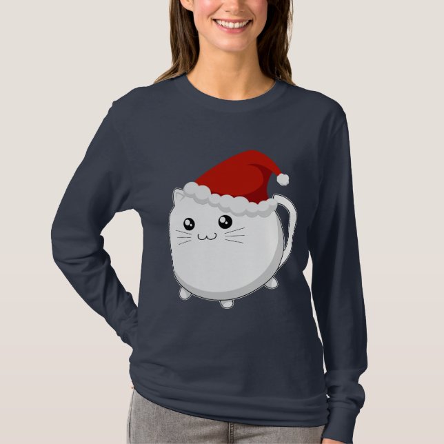 Kawaii christmas kitty cat T-Shirt (Front)