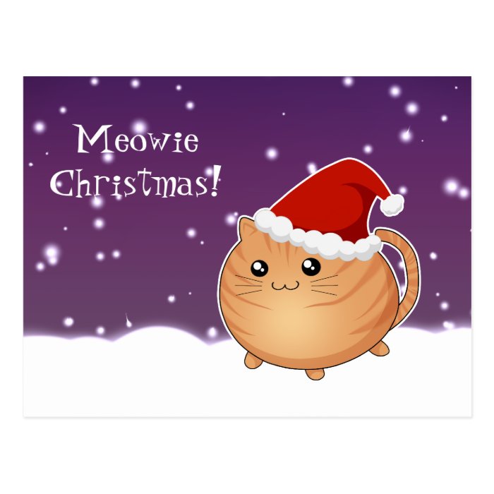 Kawaii christmas orange tabby kitty cat post card