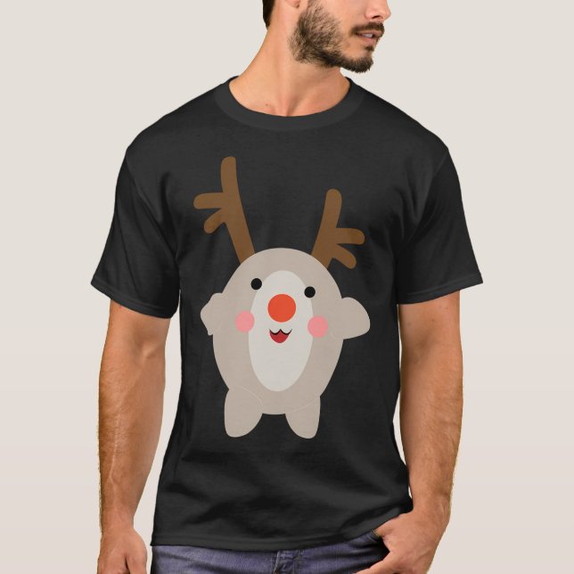 Kawaii Christmas Reindeer T-Shirt (Front)