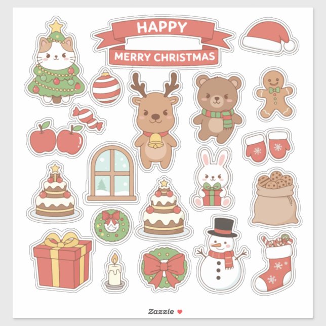 Kawaii Christmas Sticker Bomb Phone Case | Cute Ca (Sheet)