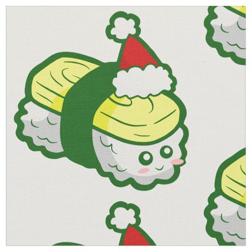 kawaii christmas tamago sushi santa  fabric