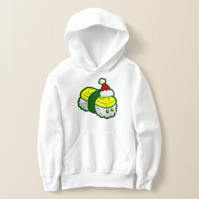 kawaii christmas tamago sushi santa  hoodie (Laydown)