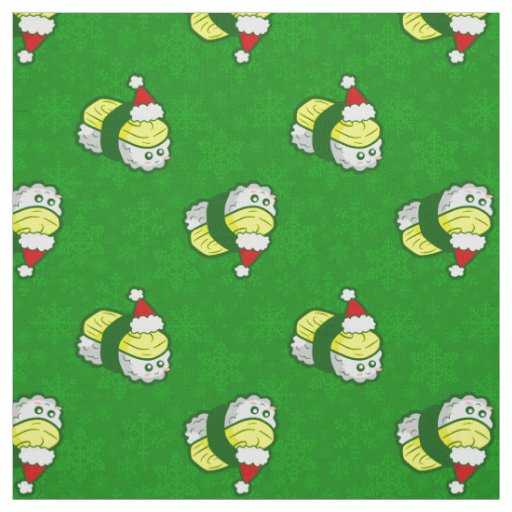 kawaii christmas tamago sushi santa snowflake fabric
