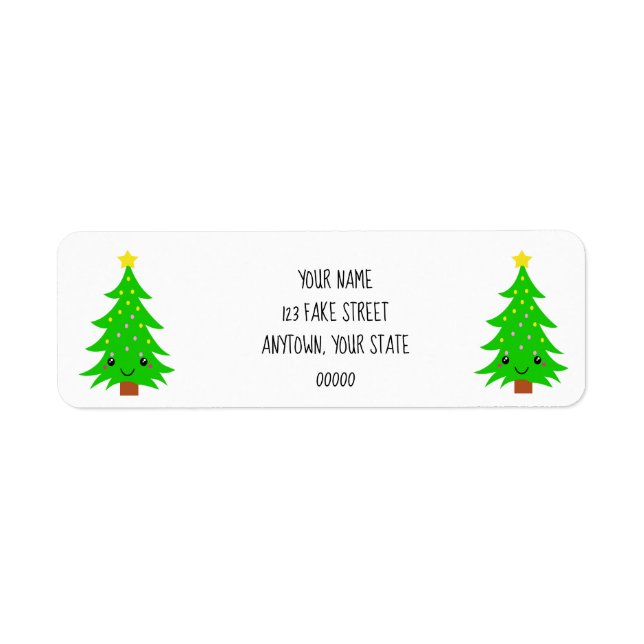 Kawaii Christmas Tree Label (Front)