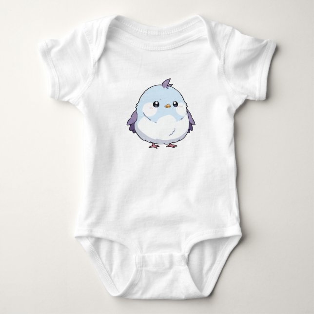 Kawaii Chubby Bird Baby Bodysuit | Cute Cartoon (Front)