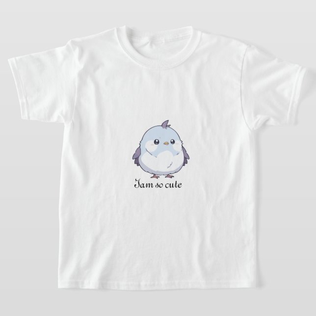 Kawaii Chubby Bird T-Shirt | Japanese Aesthetic (Laydown)