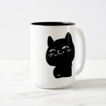 kawaii Chubby Black Cat Coffee Mug