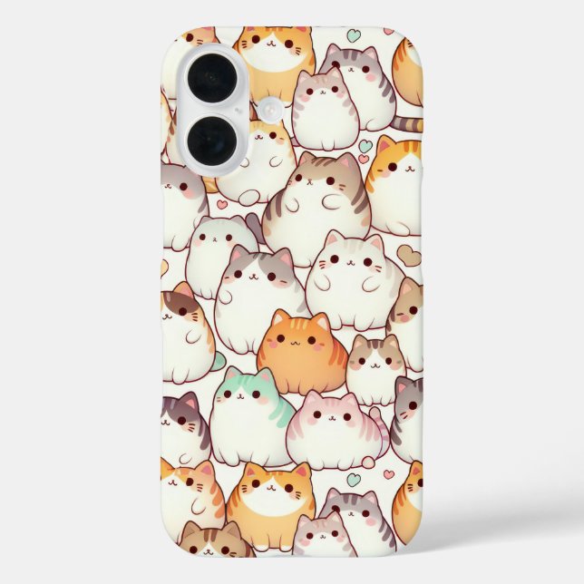 Kawaii Chubby Cartoon Cats With Hearts Case-Mate iPhone Case (Back)