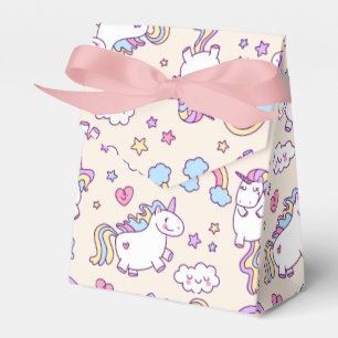 Kawaii chubby flying unicorns pastel pattern favor boxes