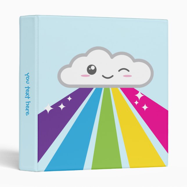 Kawaii Cloud and Rainbow Binder (Front/Spine)