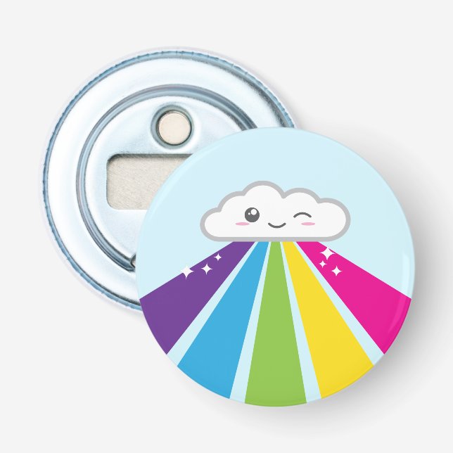 Kawaii Cloud and Rainbow Bottle Opener (Front)