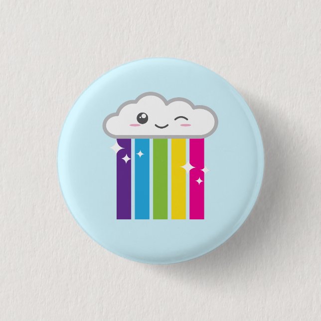 Kawaii Cloud and Rainbow Button (Front)