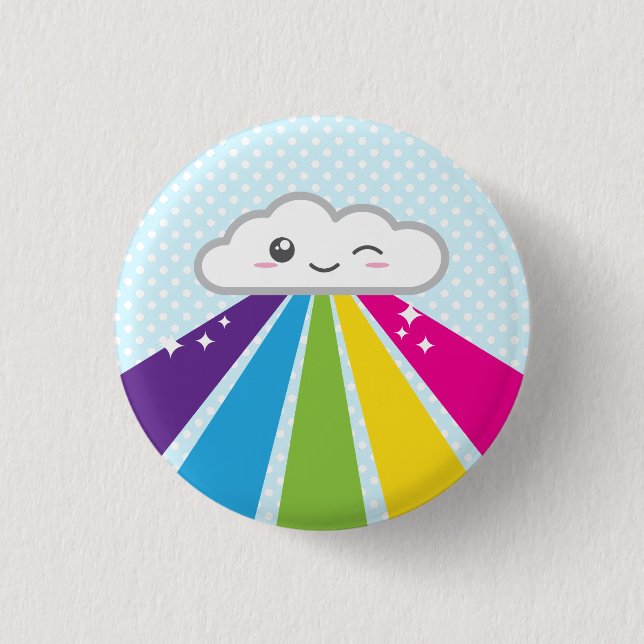 Kawaii Cloud and Rainbow Button (Front)