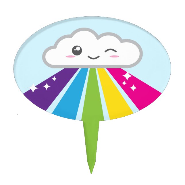 Kawaii Cloud and Rainbow Cake Topper (Front)