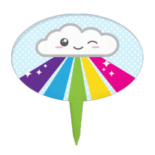 Kawaii Cloud and Rainbow Cake Topper