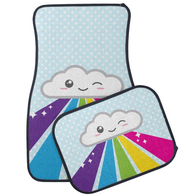 Kawaii Cloud and Rainbow Car Mats (Set)