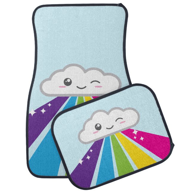 Kawaii Cloud and Rainbow Car Mats (Set)
