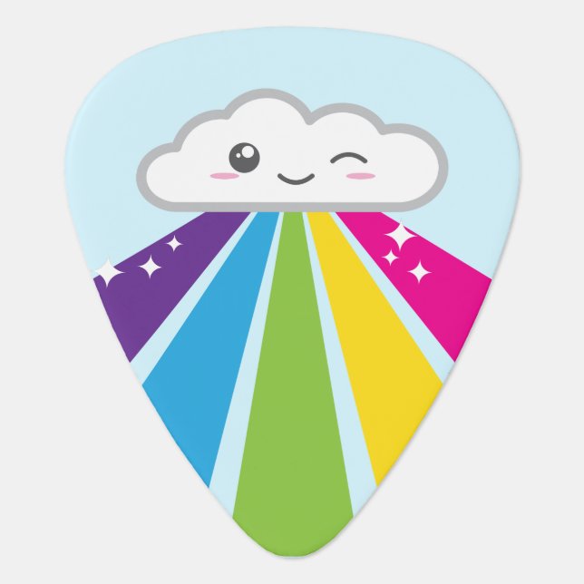 Kawaii Cloud and Rainbow Guitar Picks (Front)